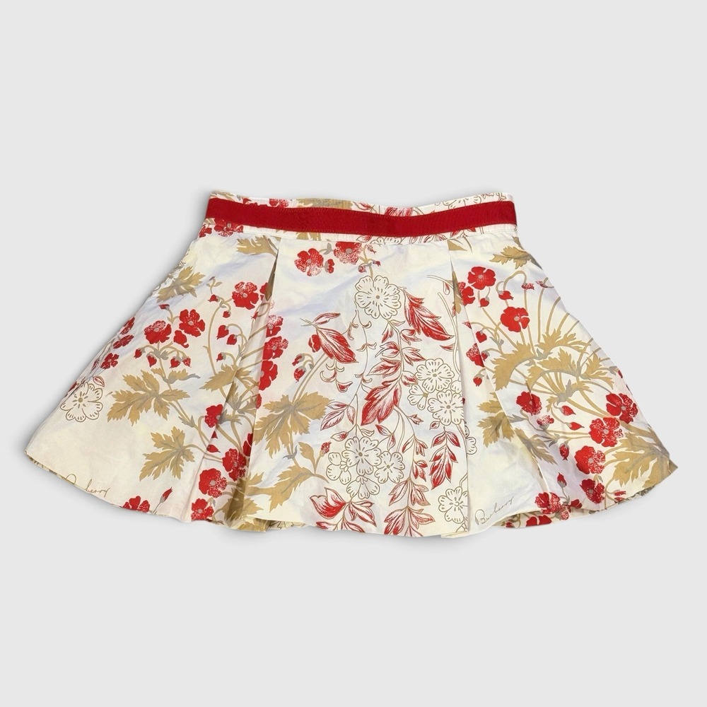 Burberry Girls Floral Pleated Skirt Kids 4Y Red White Luxury Cottagecore Preppy